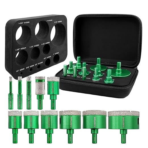 Diamond Core Drill Bit Kit - 6/8/10/25/28/32/35/45/50/65mm Triangle Shank +4/5"(20mm) Finger milling Bit Tile Hole Saws for Drilling/Enlaging Porcelain Ceramic Tile Granite Marble Stone