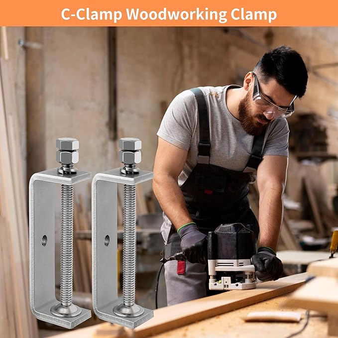 120MM 304 Heavy Duty Stainless Steel C Clamps Tiger Clamp Woodworking Clamp,Features Stable Wide Jaws and Protective Pads (2 Pcs)
