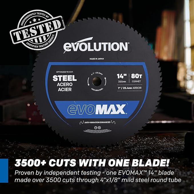 Evolution S15CPS 15" Heavy-Duty Metal Cutting Chop Saw | 3,500+ Cuts with EVOMAX14ST Blade | 15" Blade Compatible | Industrial Power Saw, Soft Start Motor, E-Brake, Precision Shadow Line Guide