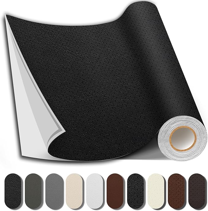 Leather Repair Patch, 17X158 inch Strong Sticky Repair Patch Self Adhesive Waterproof, DIY Large Vinyl Patches for Couches, Furniture, Sofa, Car, Chair (Black, 17X158 inch)