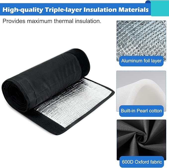 3 Layers HVAC Copper Pipe Insulation Cover, 78 x 11.8 Inch Flexible Pipe Insulation Wrap, 600D Oxford AC Copper Line Insulation Sleeve Wrap for Central Air Conditioning Mini Splits