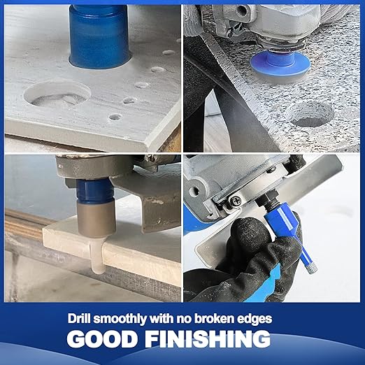 Diamond Core Drill Bit Set BRSCHNITT Diamond Hole Saw for Porcelain Tile Ceramic Marble Granite Drilling with 5/8-11 Thread(6/8/25/35/50/65 Drill bits,10-25mm Finger bit+SDS Adapter&35mm Chamfer bit.