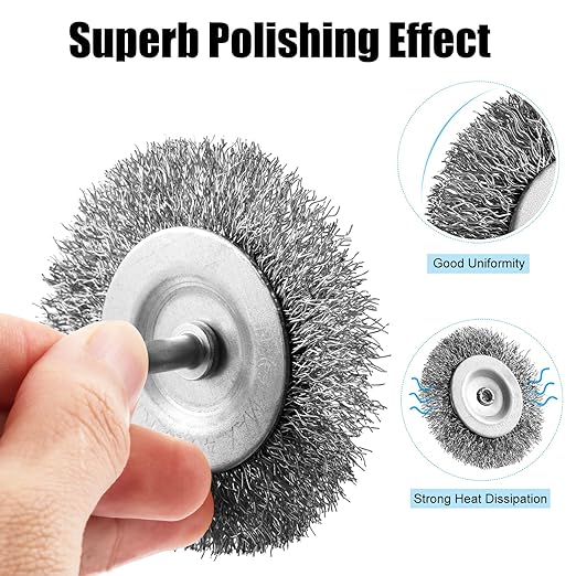 Wire Brush for Drill Set, 9Pcs Cup, Wheel & End Brush Kit with 1/4” Shank, Carbon Steel Drill Brush Attachments for Rust Removal, Stripping, and Abrasive