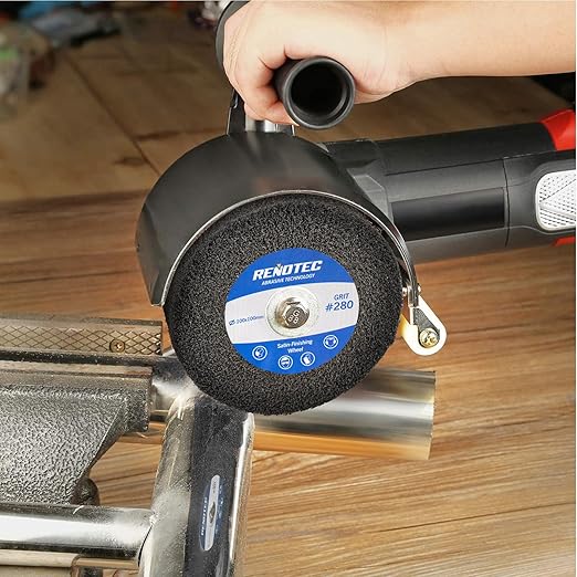 4"x4", Non-Woven Polishing Wheel, Very Fine Grit 280, 4 Pk, S/C, for Metal and Wood Surface Polishing