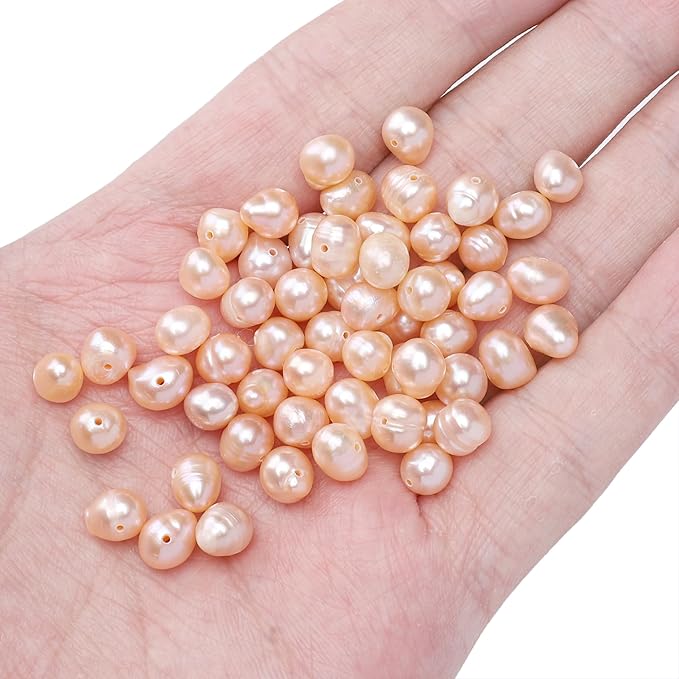 Natural Pearl Beads Potato 6-7mm Pink Freshwater Cultured Loose Gemstone Beads for DIY Jewelry Making 13.8''/Strand HQ