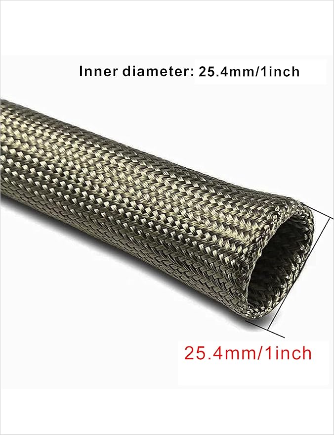Heat Shield Sleeve Fuel Line Heat Shield Auto Hose Spark Plug Wire Cover Protectors Boots Roll 2500 Degree for Car&Auto Wire Loom Brake Cable (1" IDX10', Titanium)