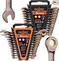 HORUSDY 24-Piece Ratcheting Wrench Set | Metric and SAE | Ratchet Combination Wrenches Set with Organizer | 72-Teeth | Chrome Vanadium Steel | 8-19 mm & 1/4” to 7/8“