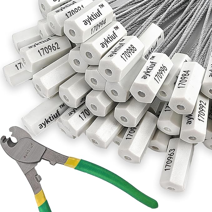 240 Pieces Security Cable Seals, Metal Number security tags for Truck, Trailers, Cargo, Containers, Vans, Oil Tank, Milk Vehicle (White, 240 Pack)