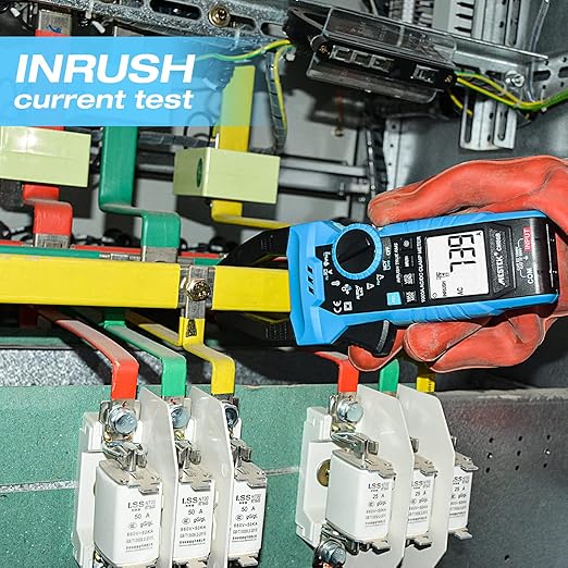 MESTEK Digital Inrush Clamp Meter Multimeter 1000A T-RMS 6000 Counts Voltage Tester Volt Amp Meter with VFD, LOZ Mode, Measuring AC DC Current Voltage Temperature Capacitance Resistance Continuity