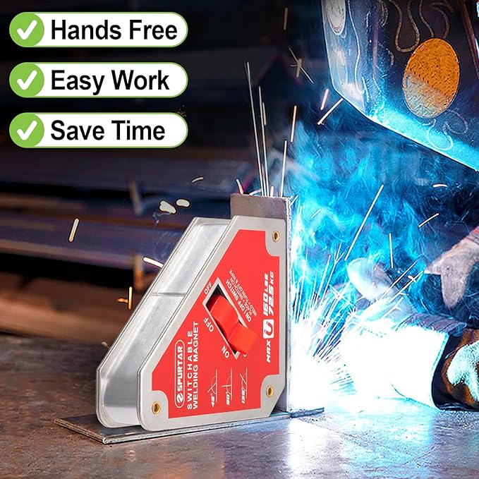 Spurtar Switchable Welding Magnets 160 Lbs On/Off Magnet and Clamps, Strong Welding Holder Tools and Accessories, Holder 45°, 90°, 135° Angle
