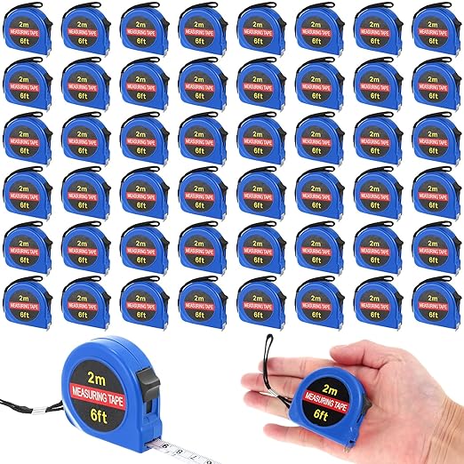 50 Pcs 6 FT Mini Tape Measure Retractable Bulk Small Measuring Tape Pocket Size Measurement Tool for Operation Christmas Items Party Favor Gifts Stuffers for Men(Blue)