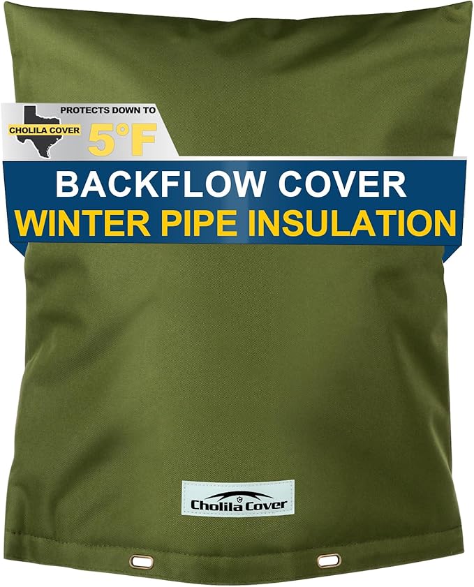 Backflow Preventer Cover Insulated (5°F) with Thicker 7 Layers Fabric, 16" W x 20" H with Aluminum Foil Layer for Winter Pipe Freeze Protection, Sprinkler Covers for Outside (Green)