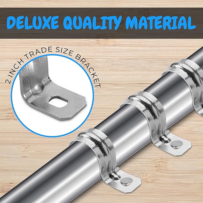 OhLectric 1 Hole 2 Inch Pipe Strap - Reinforced Rib for Extra Strength - Zinc-Plated Steel Pipe Strap Clamp for Rigid & IMC Conduit - Snap-On Installation - Pack of 10; OL-43091