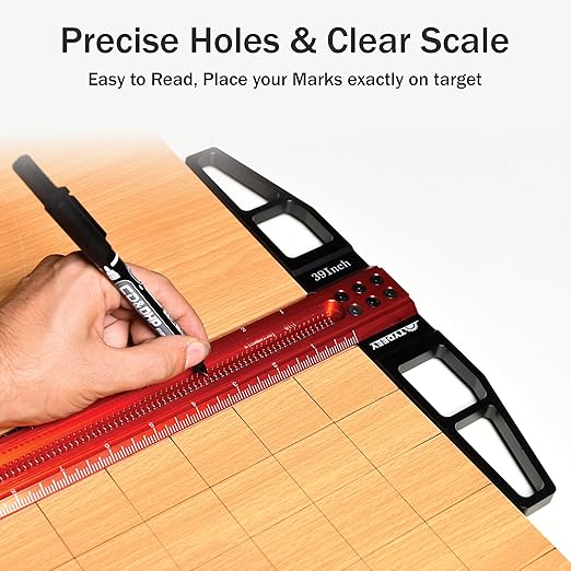 TYDEEY 12, 24, 31, 39 in Precision Ruler Square T-Shaped Woodworking Scriber Measuring Tool, Aluminum Alloy Architect Ruler for Carpenter Work, T Type Wood Layout and Measuring Tools (39 Inch)