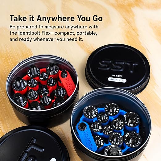 SST - Identibolt Flex - Portable Nut and Bolt Male and Female Thread Gauge Checker - Imperial SAE and Metric Threads - Measure & Mount Almost Anywhere - Double-Sided Gauges - Made in USA