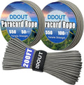 Paracord Nylon Rope Gray 100ft with 7-Strand Core, 10 Colors and 50/100/200 ft, Type III Parachute Cord 4mm for Camping, Survival, Hiking, DIY, Crafting, Outdoor Utility Rope