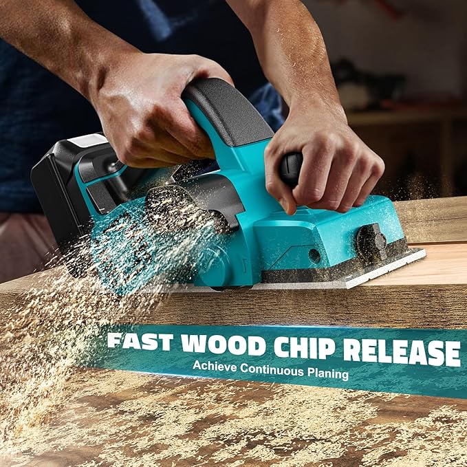 Cordless Electric Hand Planer: 3-1/4-Inch Handheld Planer Compatible with Makita 18V Battery (No Battery) - 15000 RPM Power Wood Planer for Woodworking, Carpentry, and Home DIY