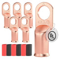 AIRIC UL Listed 4 AWG - 3/8" Battery Cable Lugs, Heat Shrink Ring Terminals End, Copper Cable Ends, Wiring Connector Terminal, Electrical Crimp Connectors, Wire Lug for 4 Gauge Wires, 6 PCS