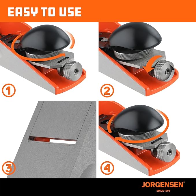 JORGENSEN NO.60-1/2 6-1/4" Wood Planer, Mini Hand Planer for Woodworking, Low Angle Block Plane, Small Hand Plane for Trimming, Wood Planing, Craft - Professional Ductile Iron Body, Adjustable Mouth