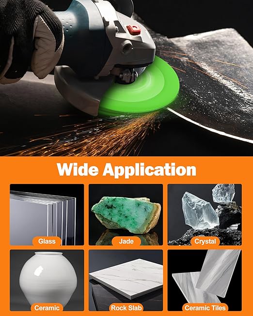 Glass Cutting Disc, Allmake 3pcs Rock Slab Grinding Disc 4 Inch for Angle Grinder, Diamond Glass Cutter Saw Blades for Grinding Cutting Bottle Crystal Ceramic Tile, Discos para Cortar Ceramica