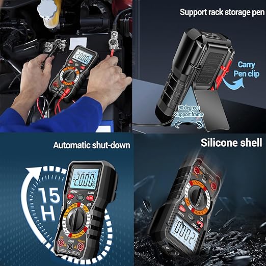 ANENG Multimeter with Backlit LCD,Ohm Volt Amp Meter,Non Contact Voltage Tester Measures DC AC Voltage,Current,NCV,Resistance,Continuity,Diodes,Electric Tools for Automotive Battery Test