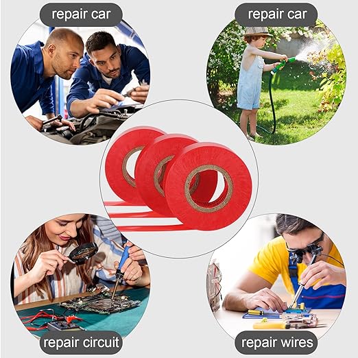 Treela 20 Rolls Electrical Tape 3/4 Inch Waterproof Vinyl Electrical Insulating Tape Flame Retardant Indoor Outdoor High Temperature Resistance Accessory for Wire and Cable(Red,66 ft)