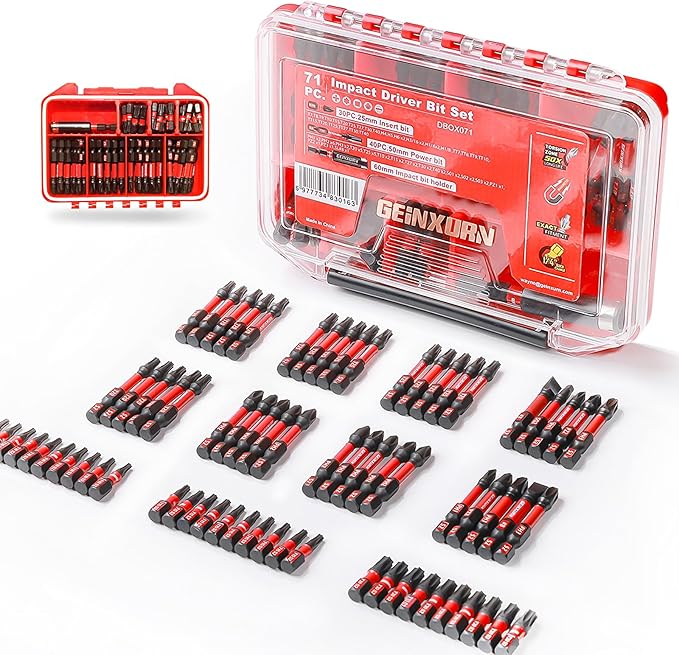 71pieces Impact Screwdriver Bits Set, Magnetic S2 Steel Multi Insert Power Bits Tips with Impact Bit Holder with Storage Box