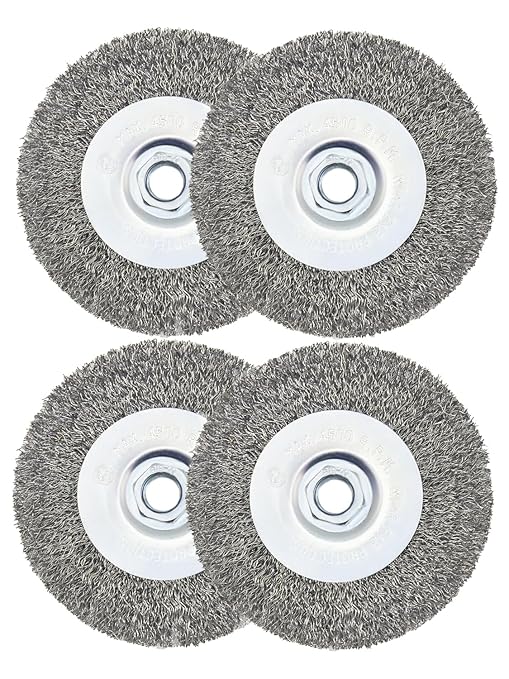 Crimped Wire Wheel Brush 4in 5/8-11 Threads Arbor for 4-1/2" Angle Grinder Metal Rust Paint Stain Removal - 4pcs