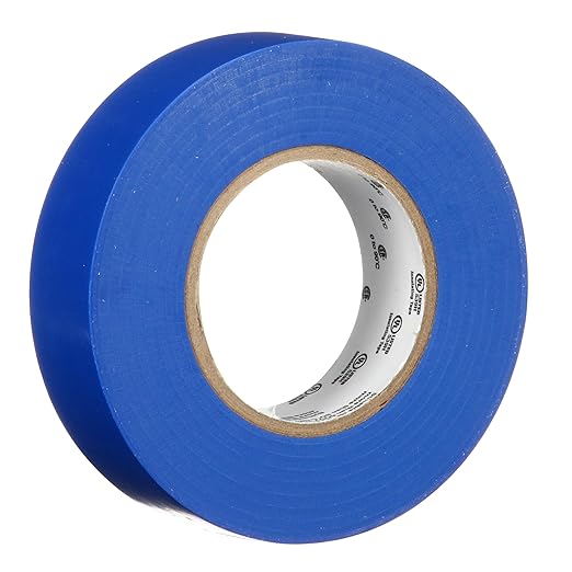 3M Temflex Multi-Purpose Vinyl Electrical Tape 165, Blue, 3/4 in x 60 ft (19 mm x 18 m), 10 Roll Pack