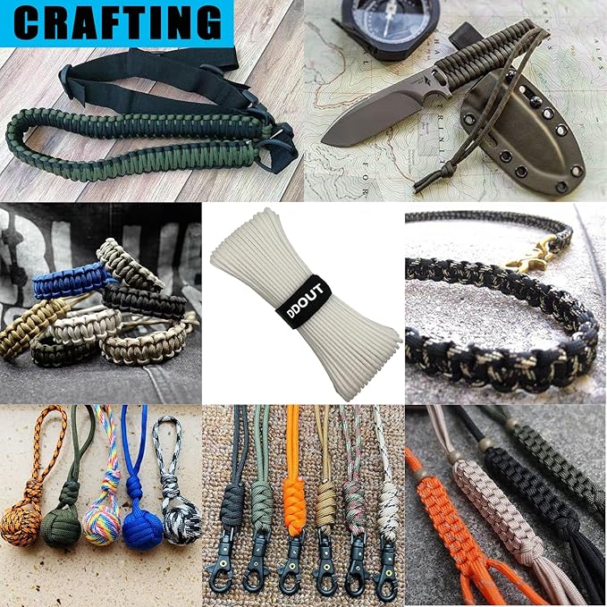 Paracord Nylon Rope with 7-Strand Core, 10 Colors and 50/100/200 ft, Type III Parachute Cord 4mm for Camping, Survival, Hiking, DIY, Crafting, Outdoor Utility Rope