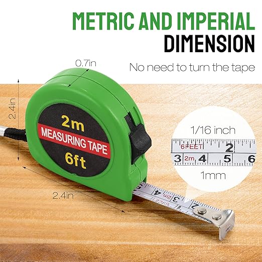 50 Pcs 6 FT Mini Tape Measure Retractable Bulk Small Measuring Tape Pocket Size Measurement Tool for Operation Christmas Items Party Favor Gifts Stuffers for Men(Green)
