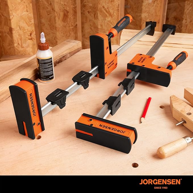JORGENSEN 36-Inch Parallel Bar Clamp, Heavy-Duty Cabinet Master Clamp for Woodworking Glue-Up, 2200 lbs Force, Quick Release, Spreader Function, 2-Pack