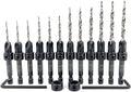 FTG USA Countersink Drill Bit Set for Wood with Tapered Drill Bit - #4 (7/64"), #6 (9/64"), #8 (11/64"), #10 (3/16")