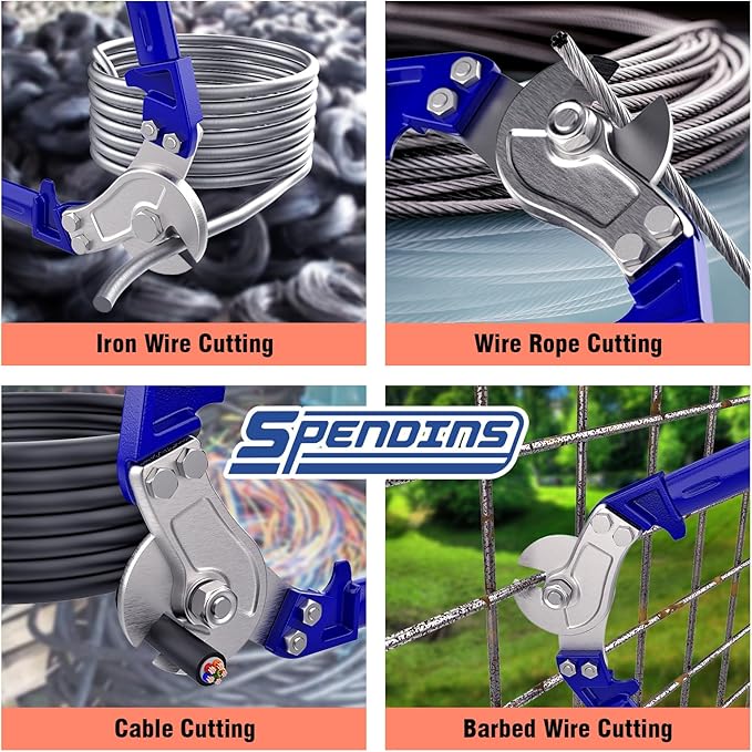 18” Heavy Duty Wire Rope Cutter,Steel Wire Cutters w/Ergonomic Handle Design, Hardened Cable Cutter Cuts Up to 5/16" for Wire rope, Stainless Steel Wire, Copper and Aluminium Cables