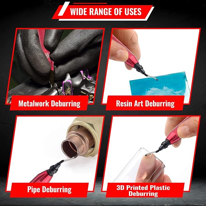 AFA Tooling - Deburring Tool & Countersink Hand Reamer with 10 Extra Blades - Works on Metal, Resin, PVC Pipes, Copper, Plastic and 3D Printed Edges - Plumbing & 3D Printing Burr Removal Reamer Tool