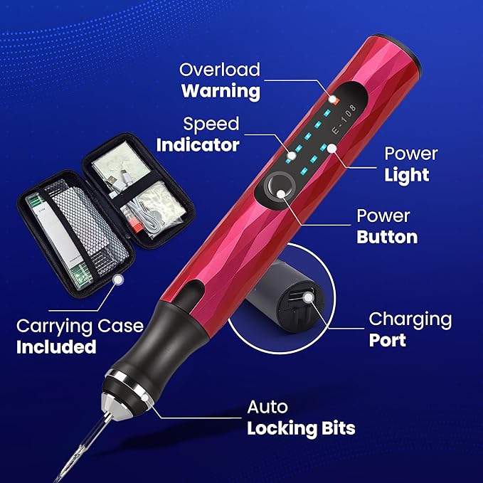 ELK Customizer Engraving Pen for All Materials - 2025 UPGRADED Torque - Rechargeable, Wireless & Beginner Friendly - Engrave 50+ Surfaces - For DIYers & Artists - 30+ Bits & Tools Included - Pink