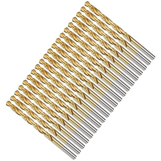 Drill Bit, 17/64" Cutting Diameter, 4341 HSS TiN Coated 135° Cutting Angle Jobber Bits - (Applications: for Drilling Soft Metal Plastic Wood), 20-Pieces