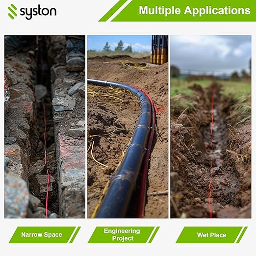 14 AWG Tracer Wire 600V 100% Solid Copper Conductor Direct Burial Underground, Red Tracer Wire for Locating Underground Pipes and Lines Electrical Wire Gas Water Sewer Pipe and Fiber Optic, 50 FT