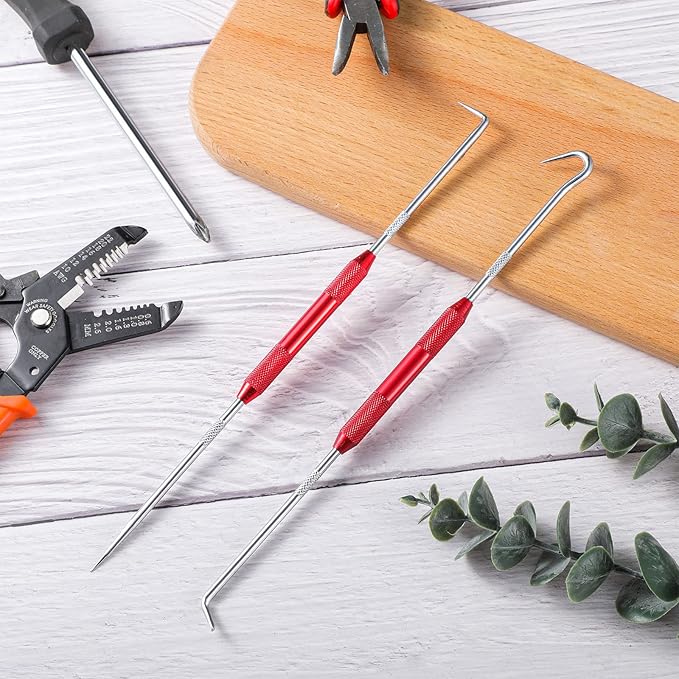 4 Pcs Hook and Pick Set Double Pointed Scribe Car Auto Oil Metal Pick O Ring Seal Puller Hooked Scriber Marking Tools for Carpenter Machinists Technicians, 9.06 Inches