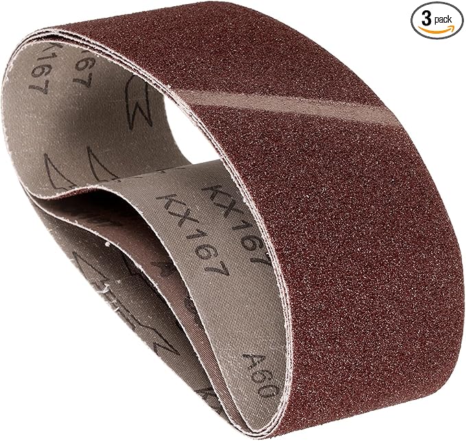 3 Pcs Sanding Belts 3 x 21 Inch 60 Grit Aluminum Oxide Abrasive Sandpaper for Belt Sander Metal Grinding Wood Working Weld Rust Removal