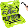 FASTPRO 32-Piece Allen Wrench Set with Storage Case, Standard SAE and Metric Hex Key Set with Extension Handles Included, Green