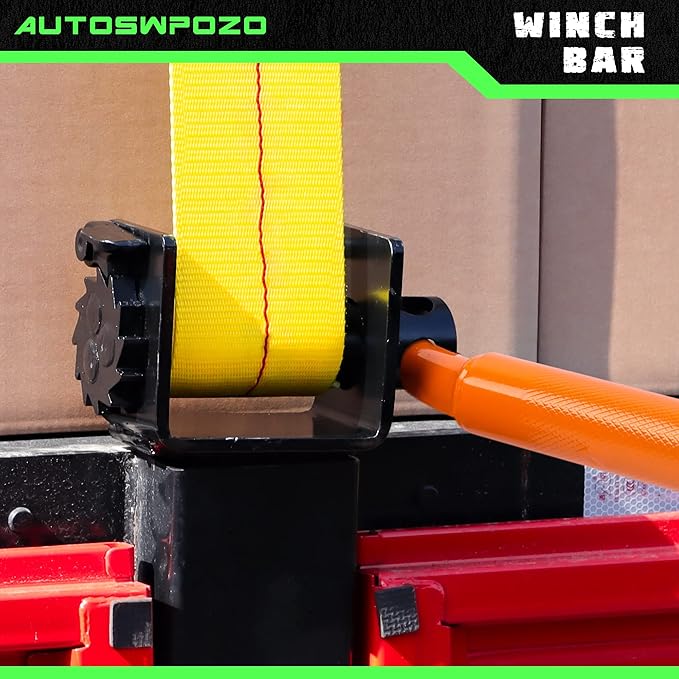 Winch Bar, Combination Winch Bars with Square Head for Flatbed Trailer Winches and Trucks, Painted Carbon-Steel Construction Winch Bar with No-Slip Handle, 1 Pack (Orange)