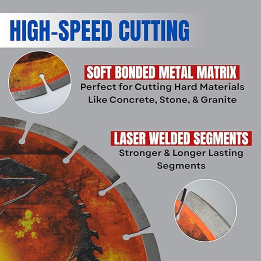 14 Inch 3-Pack Viper Laser Concrete Diamond Blade – Professional Grade for Concrete, Brick, Block, Stone & Pavers – Precision Cutting Disc for Electric or Gas Saws Wet/Dry, 1"-20mm Arbor (14" 3pcs)