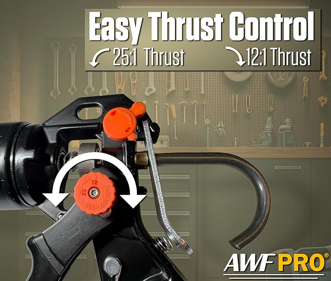 AWF PRO 10 oz Dual Thrust Caulk Gun - 25:1 or 12:1 Thrust Ratio, Dripless, Rotating Barrel, Comfort Grip, with Built-In Puncture Tool, Pack of 6