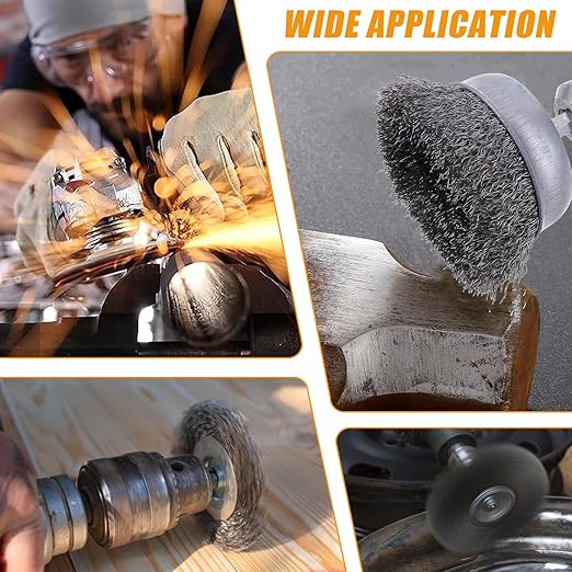6Pcs Wire Brushes for Cleaning Rust, Small Wire Brush, Wire Wheel for Drill Steel Brush for Cleaning with Nylon, Brass, Stainless Steel, and Carbon Steel Bristles - 7-Inch Handle & 1/4-Inch Hex Shank