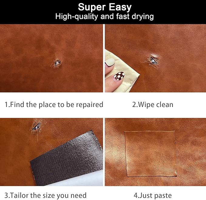 Leather Repair Patch Leather Repair Tape Self-Adhesive Cuttable Vinyl Leather Repair Kit for Couches Sofa Car Seat Furniture Cabinets Chair (Brown, 17.3 X 78.7 inch)