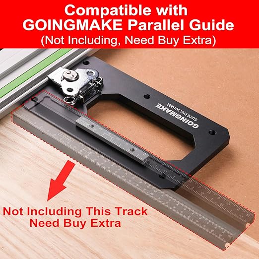 Large Track Saw Square with Positioning Rod and Edge Support,Track Saw Guide Rail Square,90 Degree Right Angle Guide Compatible with Festool,Makita,Milwaukee for Woodworking Cuts
