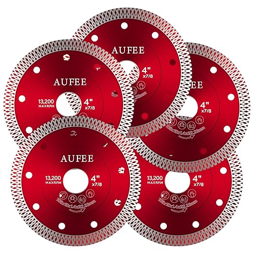 5 Pcs Diamond Saw Blades, 4'' Tile Cutting Blades for Angle Grinder, Glass Cutting Disc Grinder Blades for Cutting Porcelain Ceramic Granite Marble (Red)