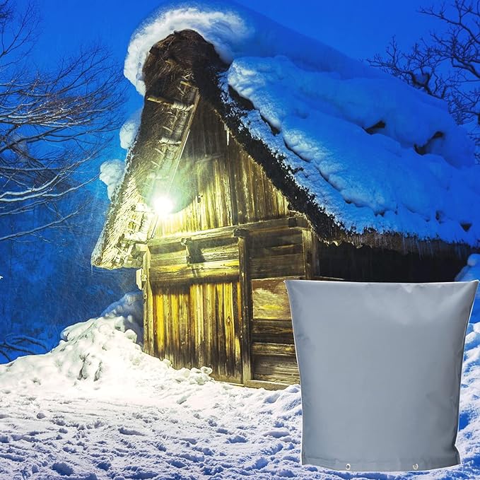 Outdoor Backflow Preventer Insulation Cover,Insulated Pouch for Winter Pipe Freeze Protection Sprinkler Valves in Snow or Sun Exposure, Waterproof Sprinkler Valve System Cover (30 " W x 26 " H,Gray)