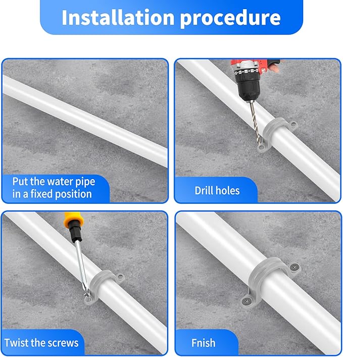 100 Pcs PVC Pipe Straps 1/2 Inch, Plastic Conduit Clamp Pipe, 2 Holes Heavy Duty U Clamps for 1/2 inch PVC Pipe Conduit Cables Hose